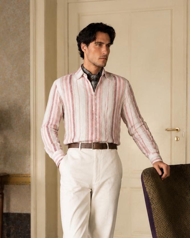 100% Linen Curved Hem Shirt
