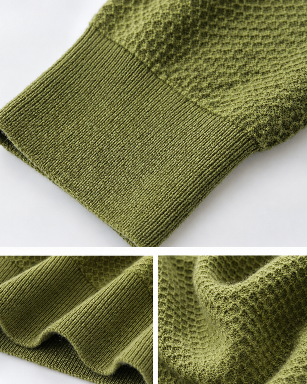 Cashmere-Wool Textured Knit Long-Sleeve Sweater