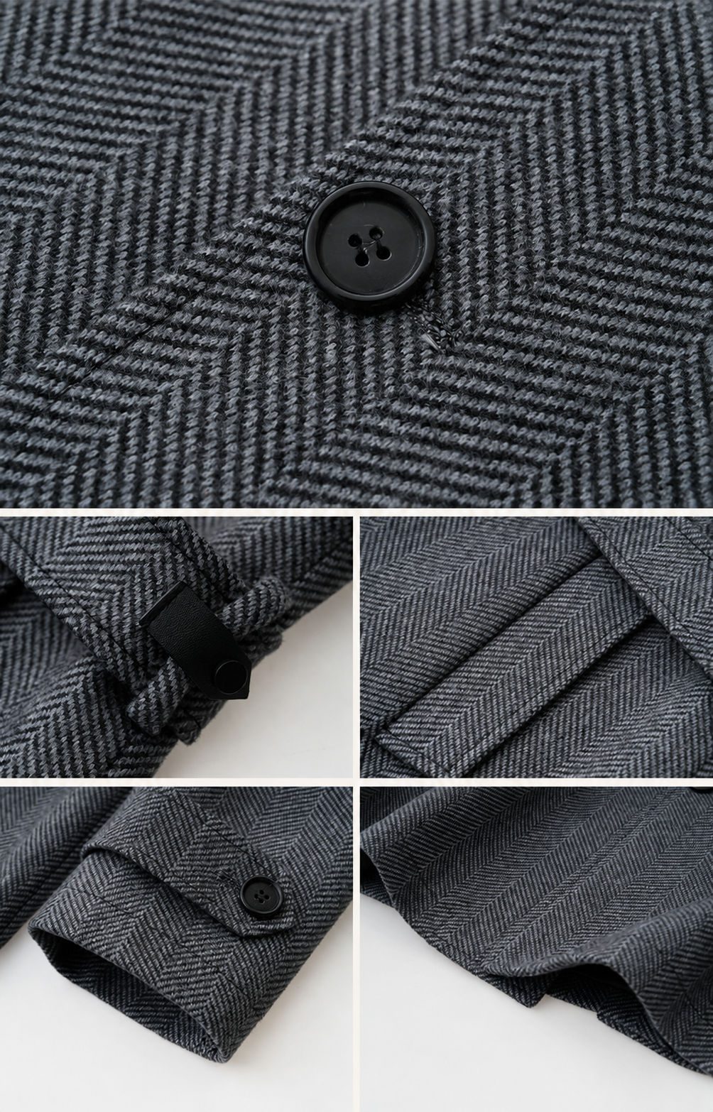Herringbone Check Coat – Structured, Refined Silhouette