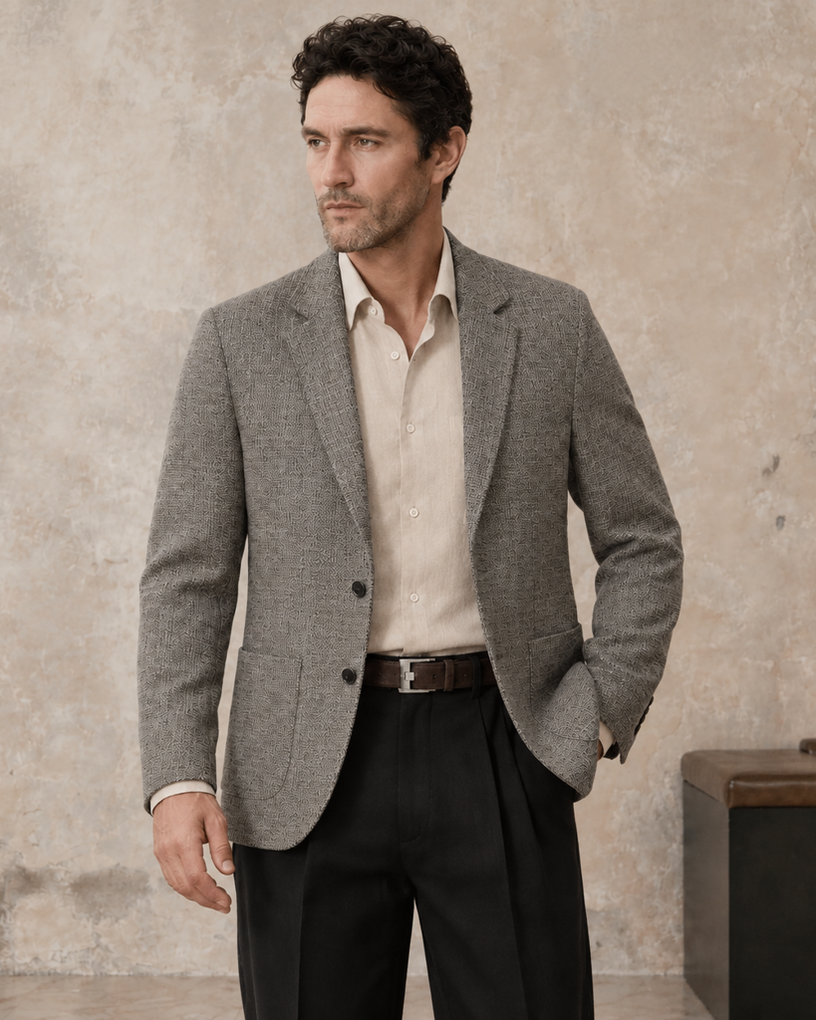 Two-Tone Blended Wool Suit, Custom-Woven