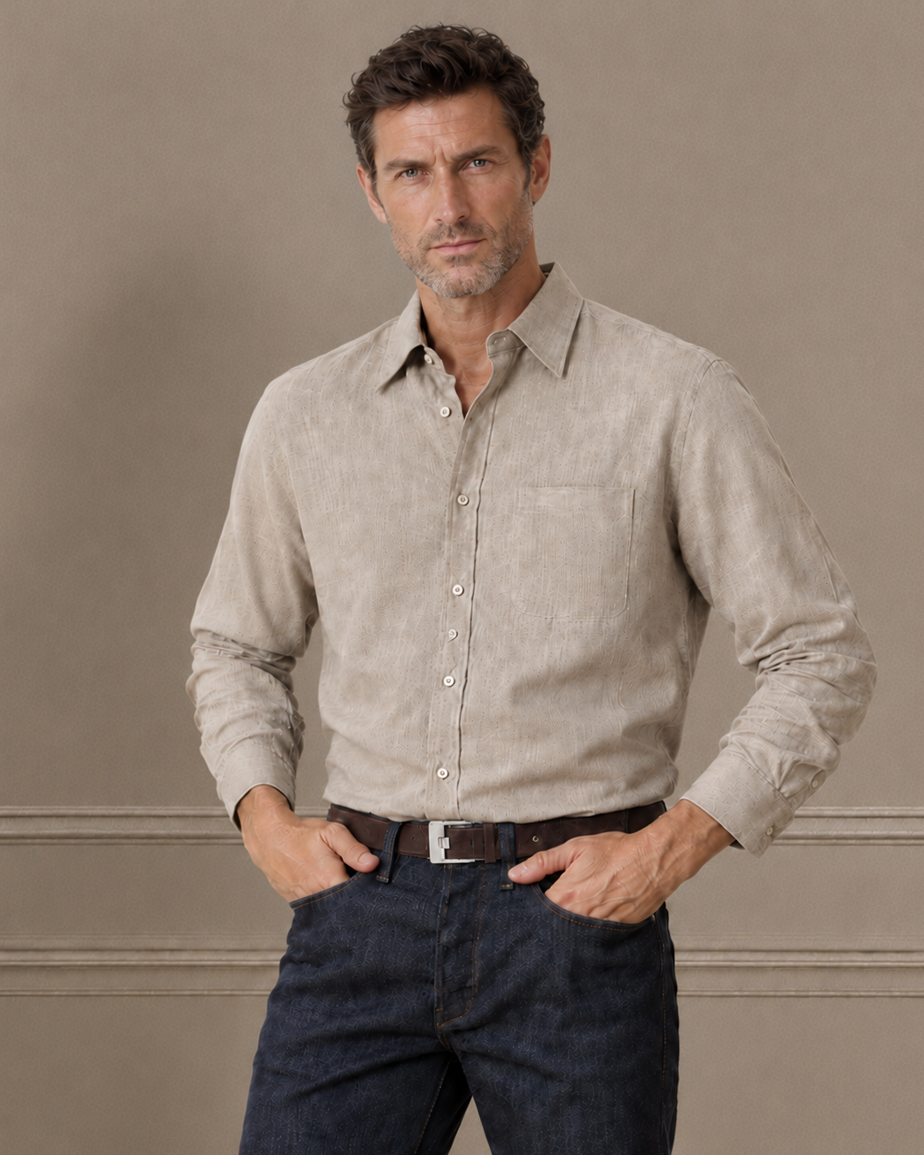 Italian Collar Linen Shirt