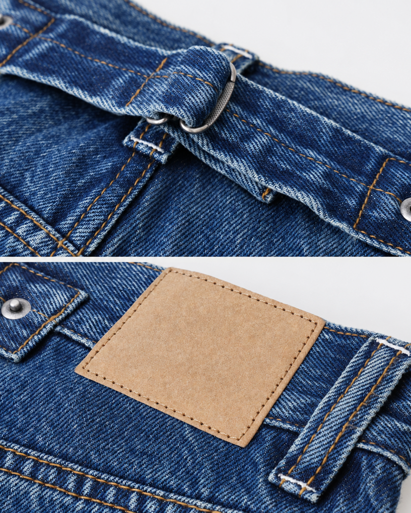 100% Cotton Relaxed-Fit Vintage Denim Jeans