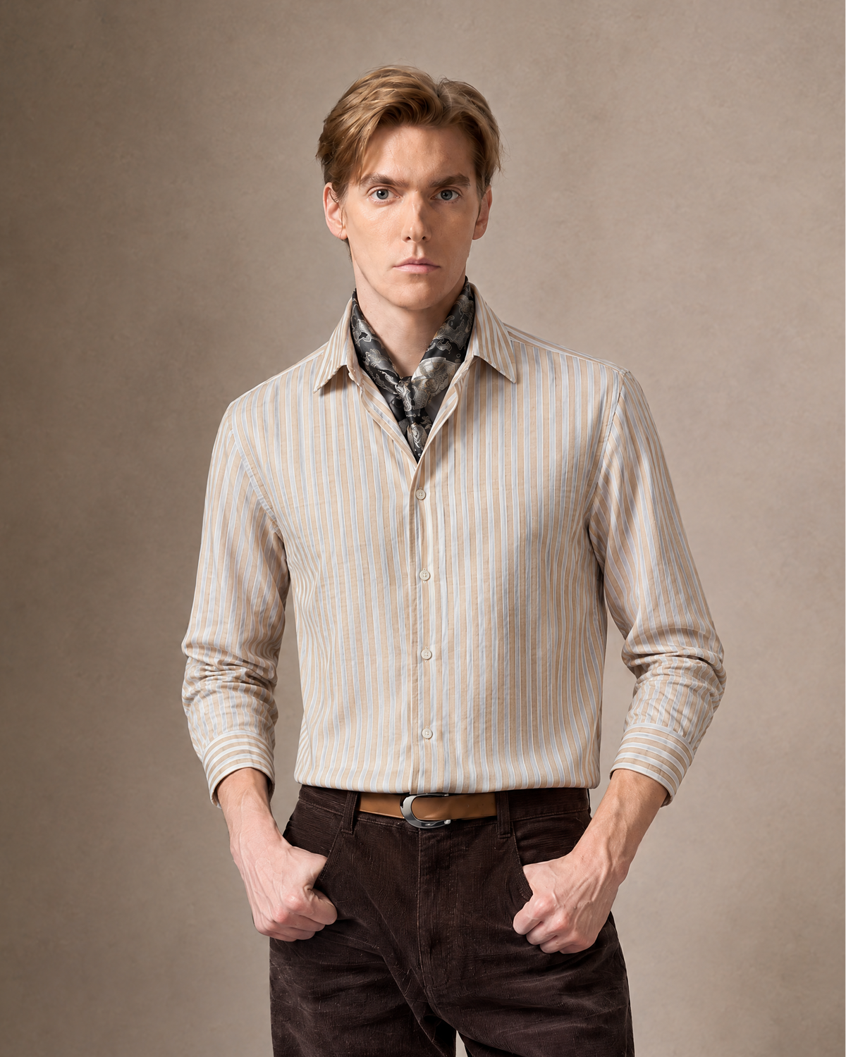 Cotton-Linen Vertical Stripe Shirt – Refined, Understated Style