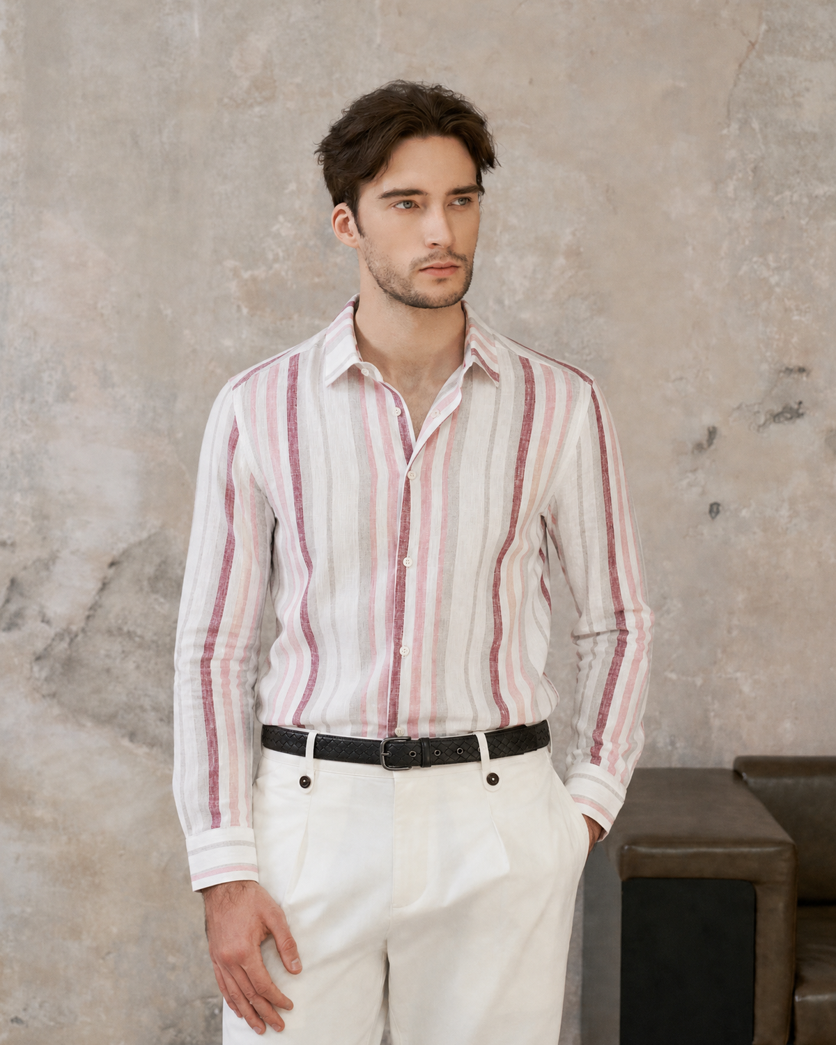 100% Linen Curved Hem Shirt