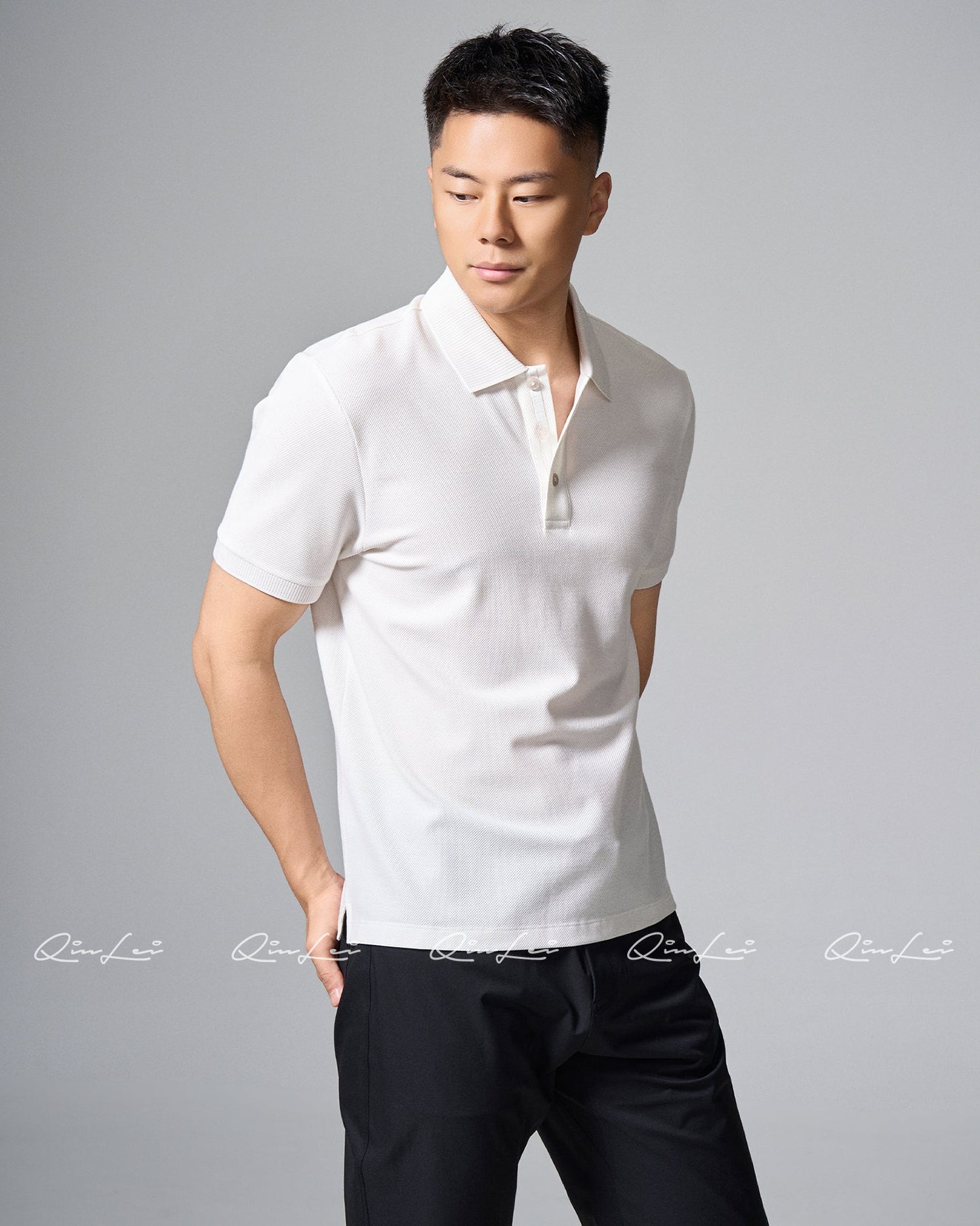 Slit Hem Cotton Polo