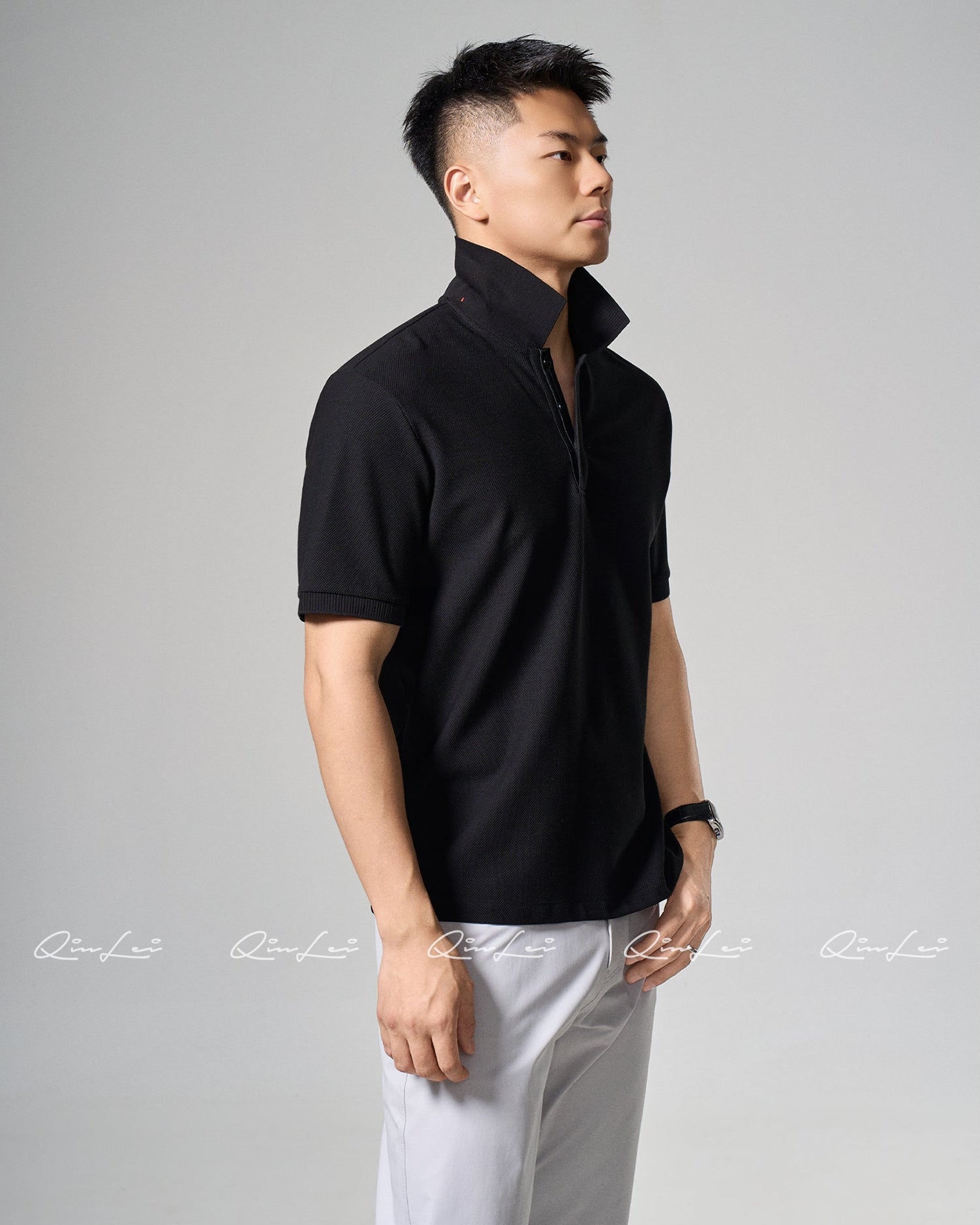 Slit Hem Cotton Polo