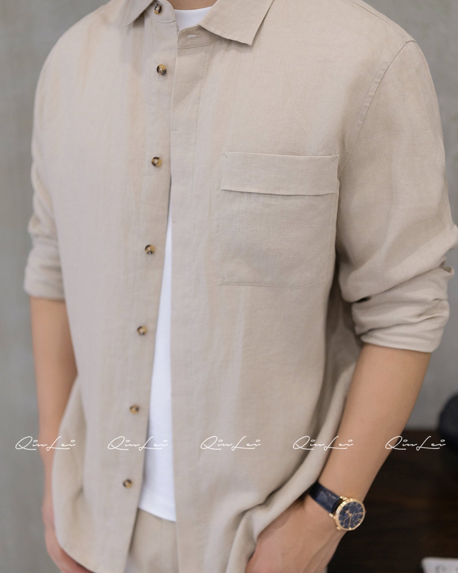 Drop Shoulder Linen Shirt