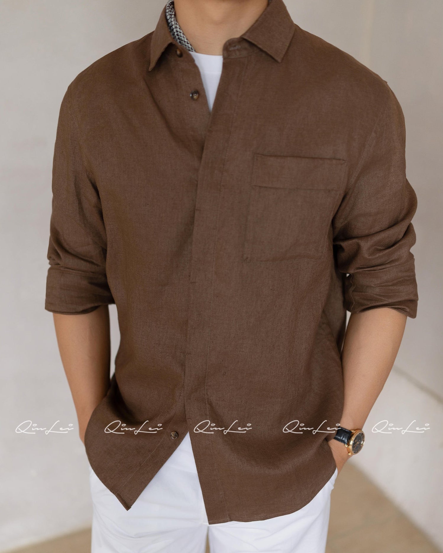 Drop Shoulder Linen Shirt