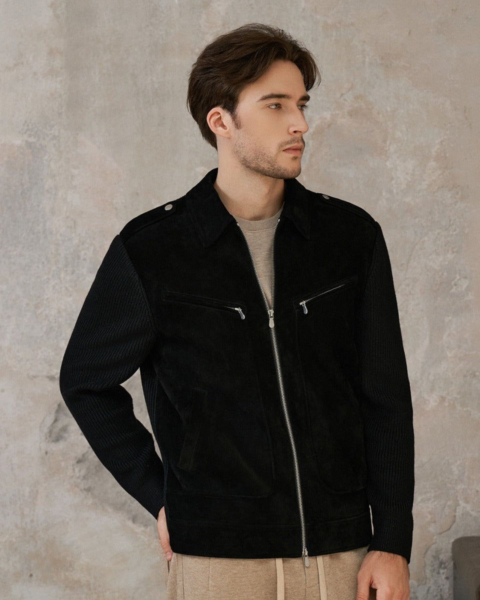 Sheepskin Leather Jacket – Matte Finish with Wool Sleeves