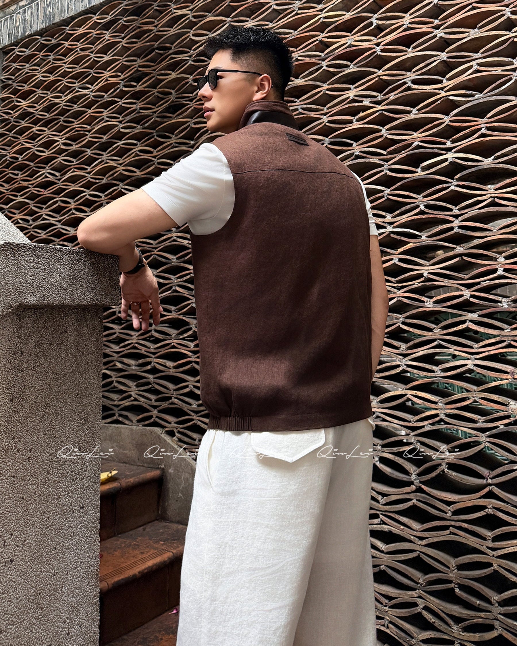 Linen Leather Vest