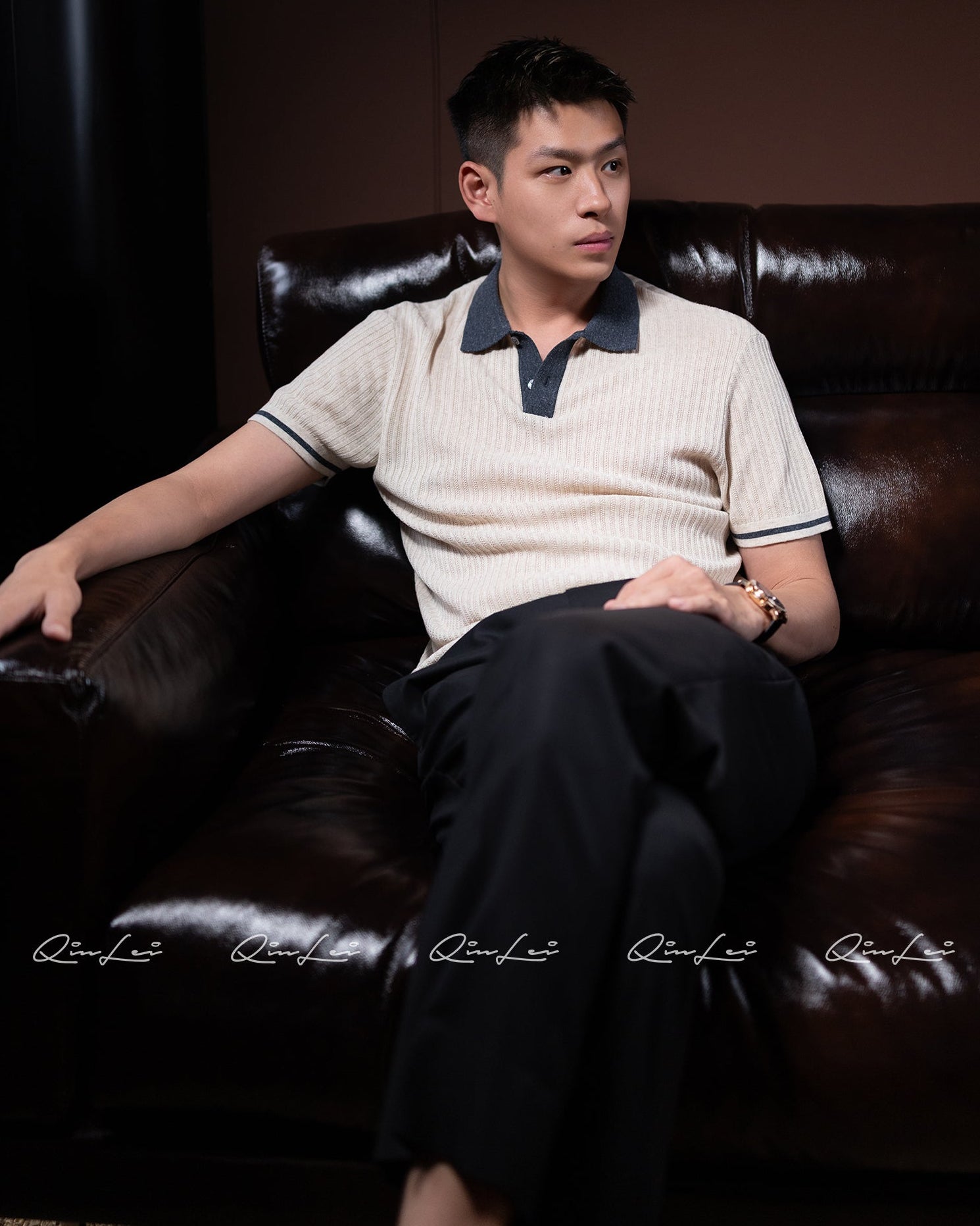 Linen Blend Polo Shirt