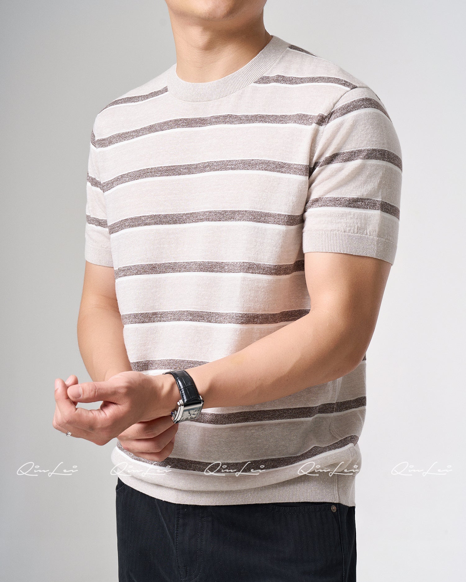 Striped Wool Linen T-Shirt