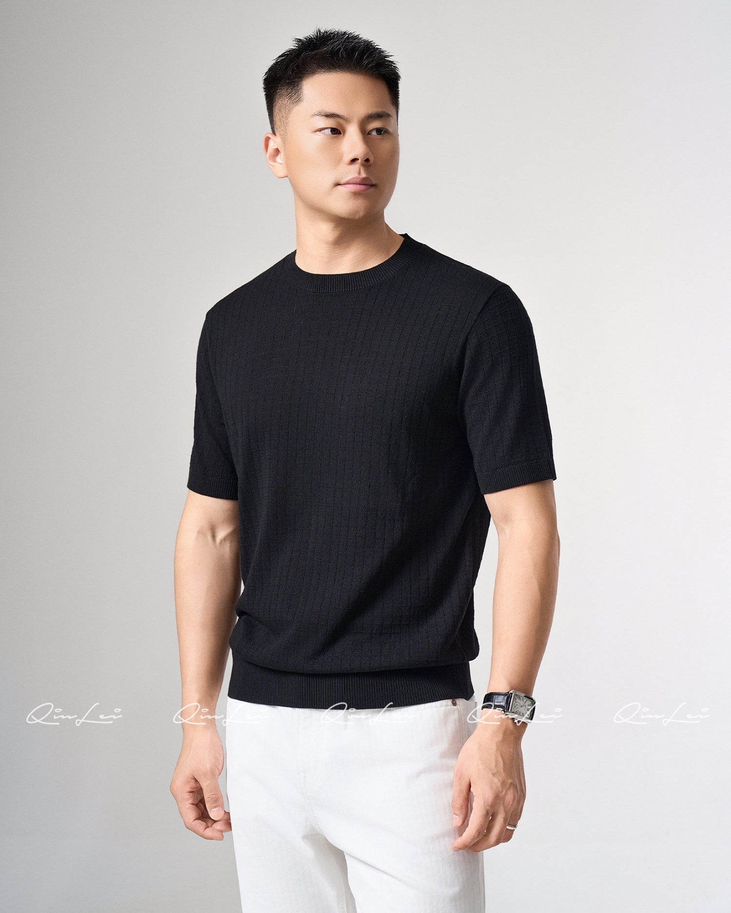 Textured Cotton Linen T-Shirt