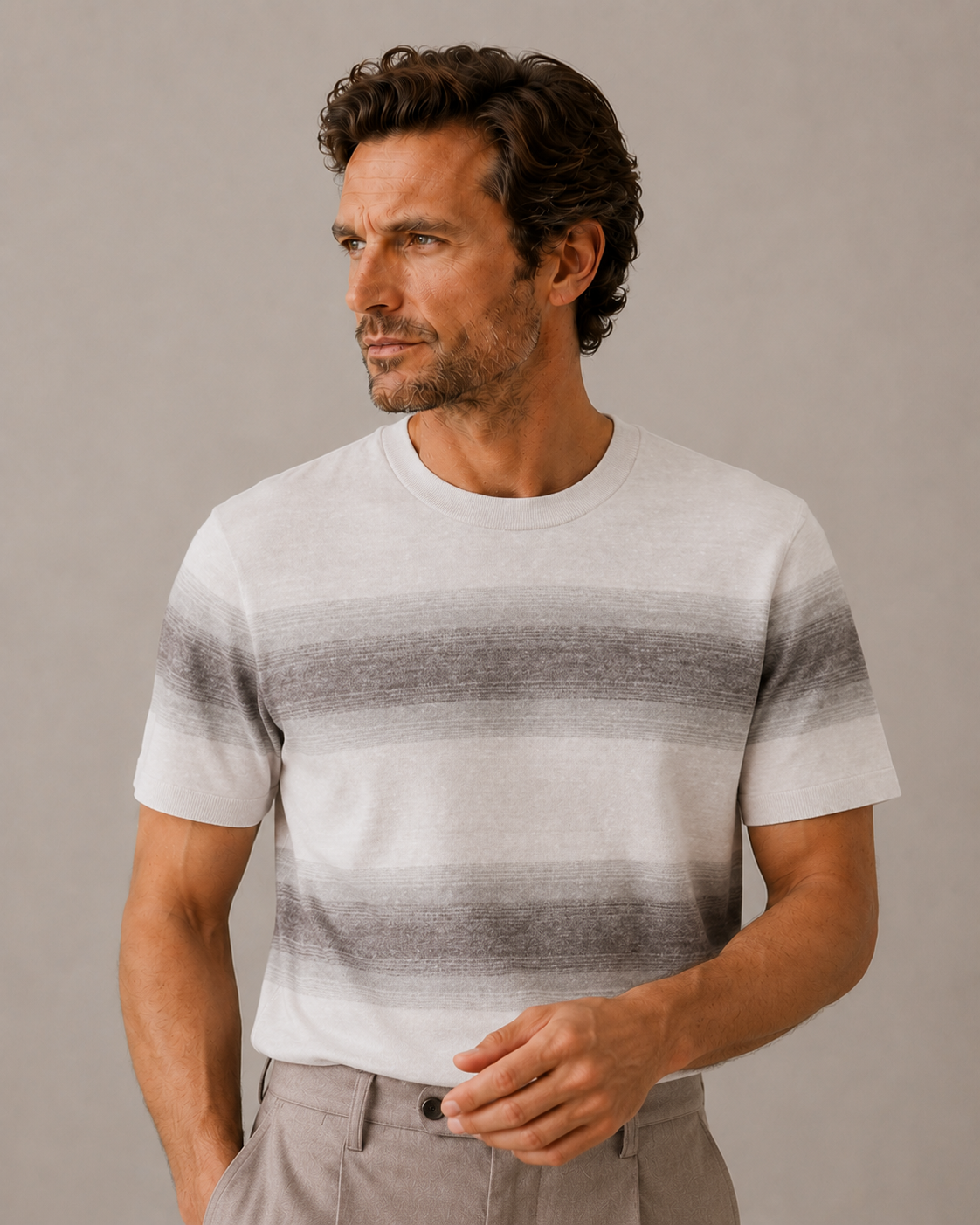 Wool Linen Mélange Knit T-Shirt
