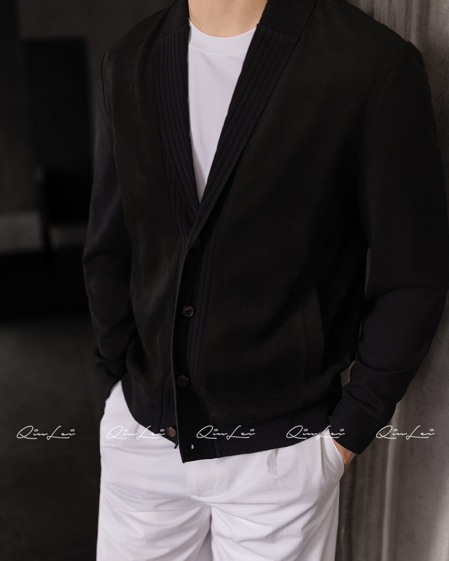 Knit Suede Jacket