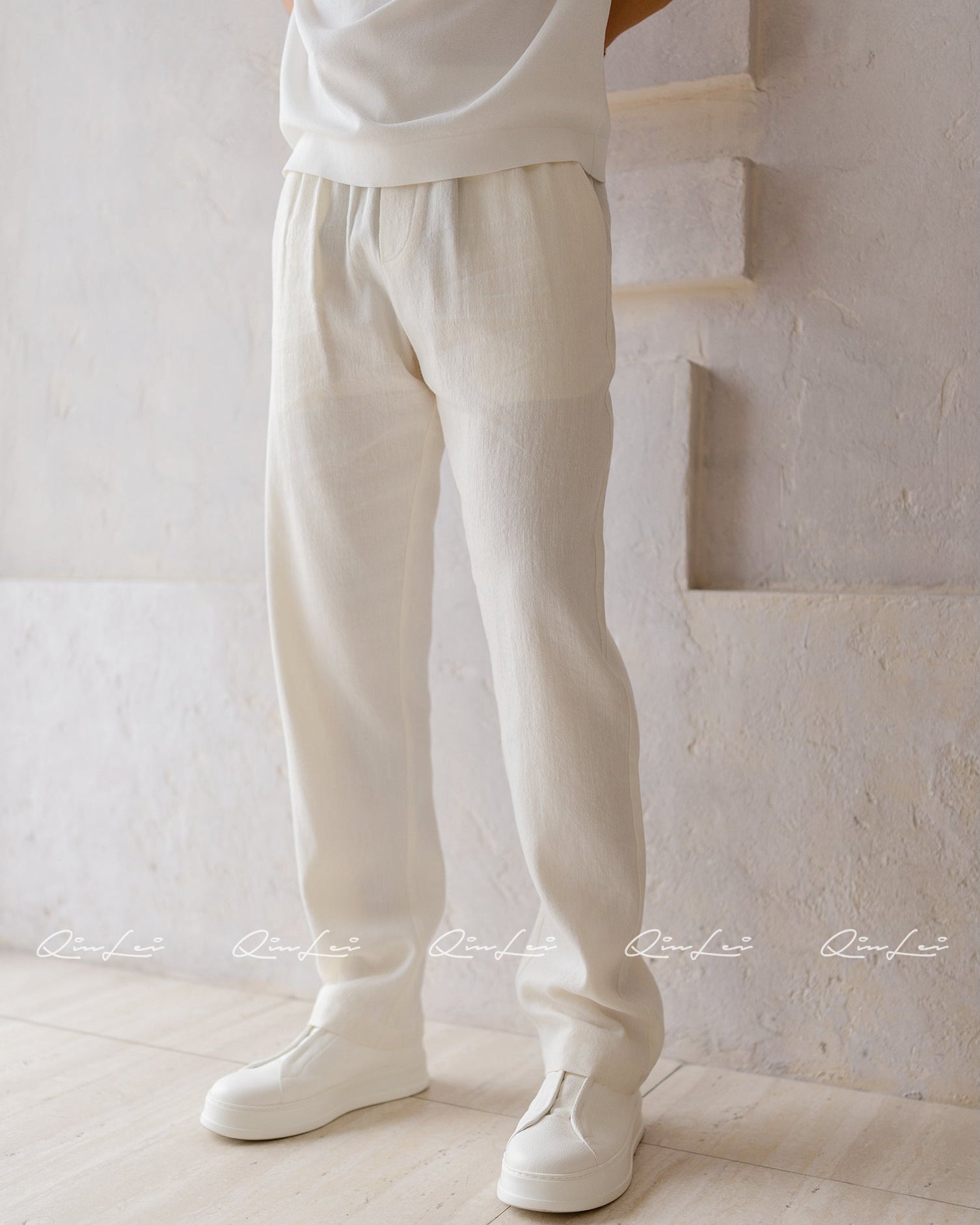 Drawstring Wool Linen Pants