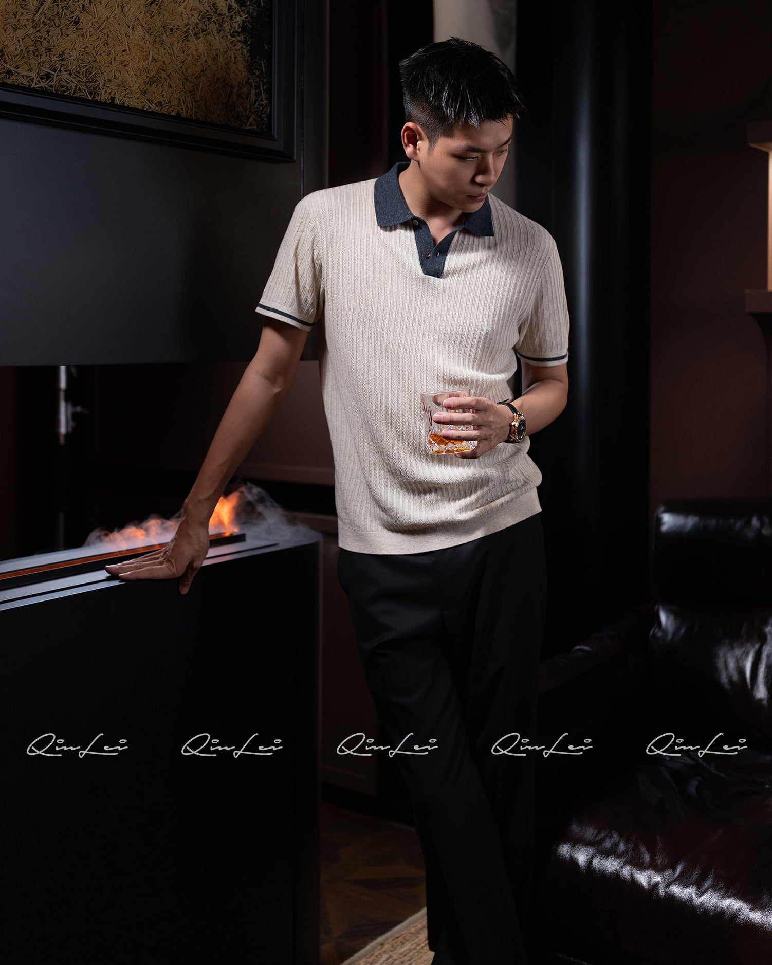 Linen Blend Polo Shirt