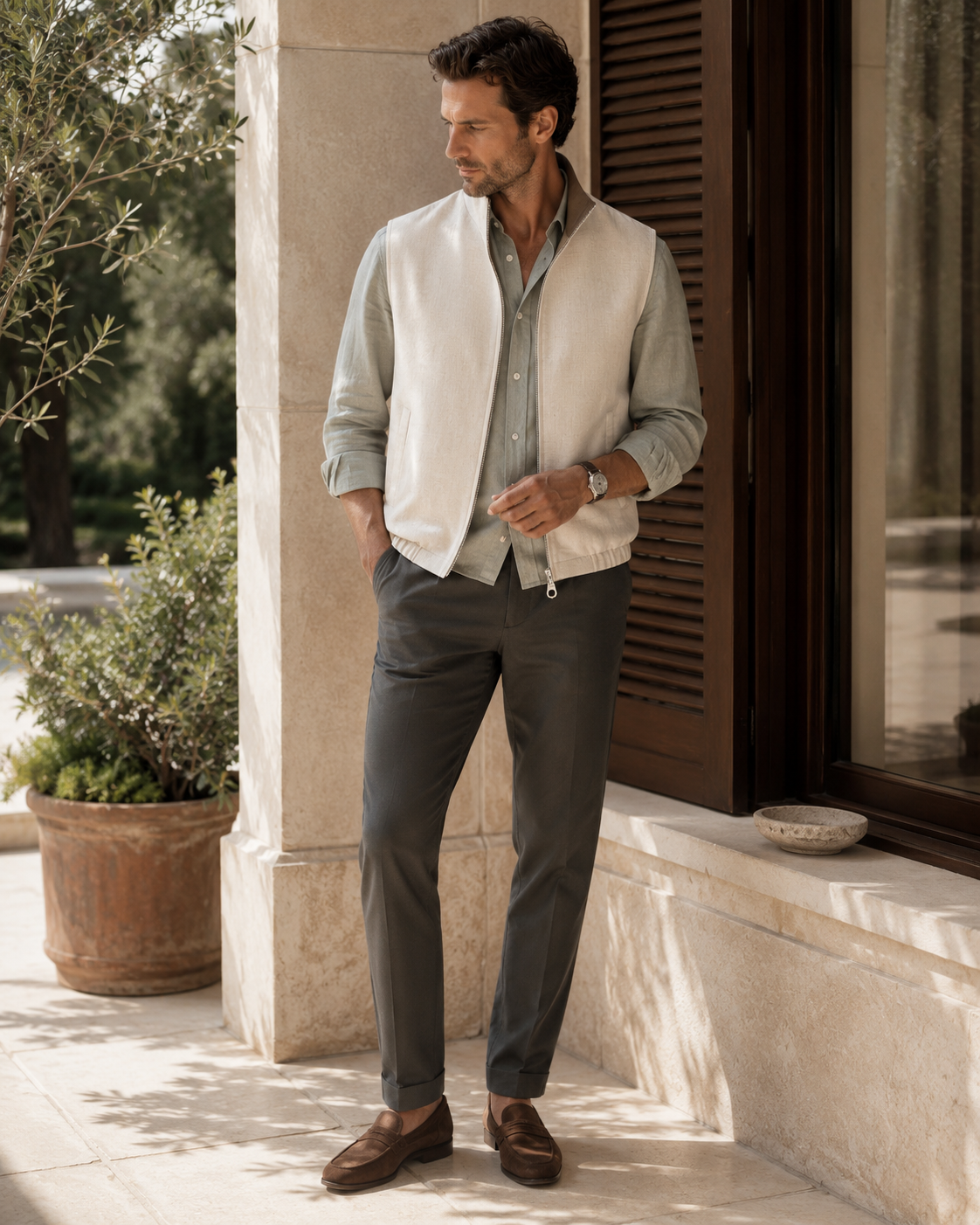 Reversible Linen Vest