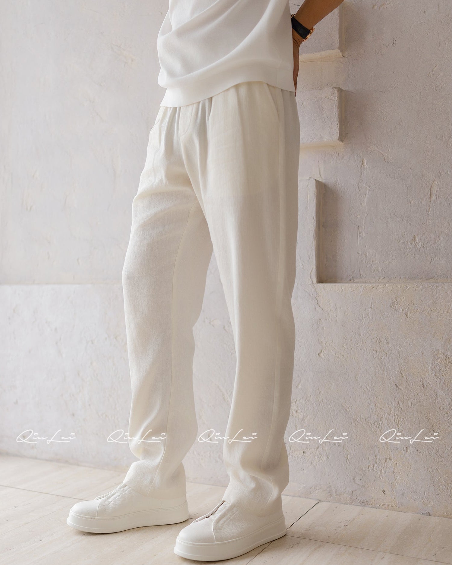 Drawstring Wool Linen Pants