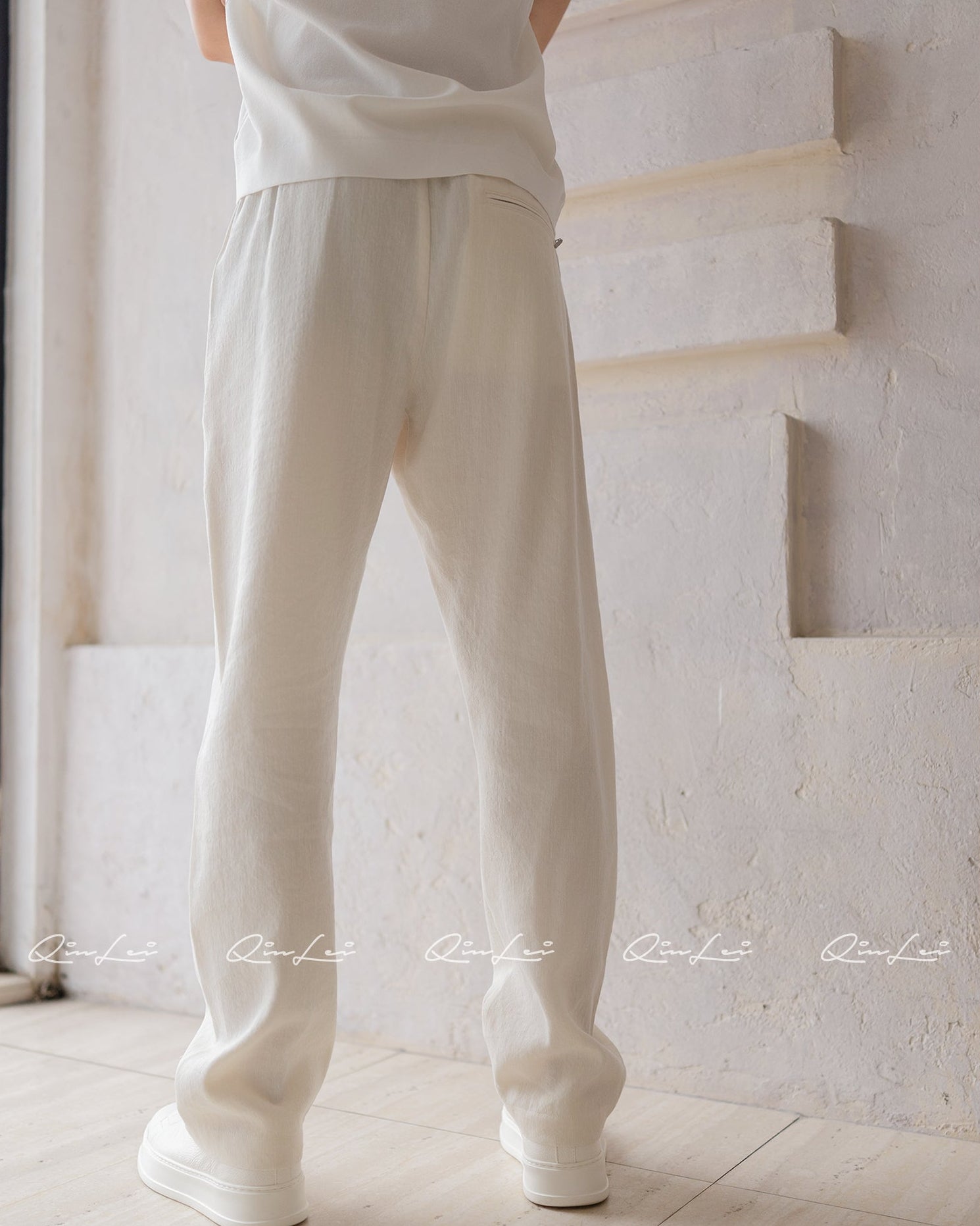 Drawstring Wool Linen Pants