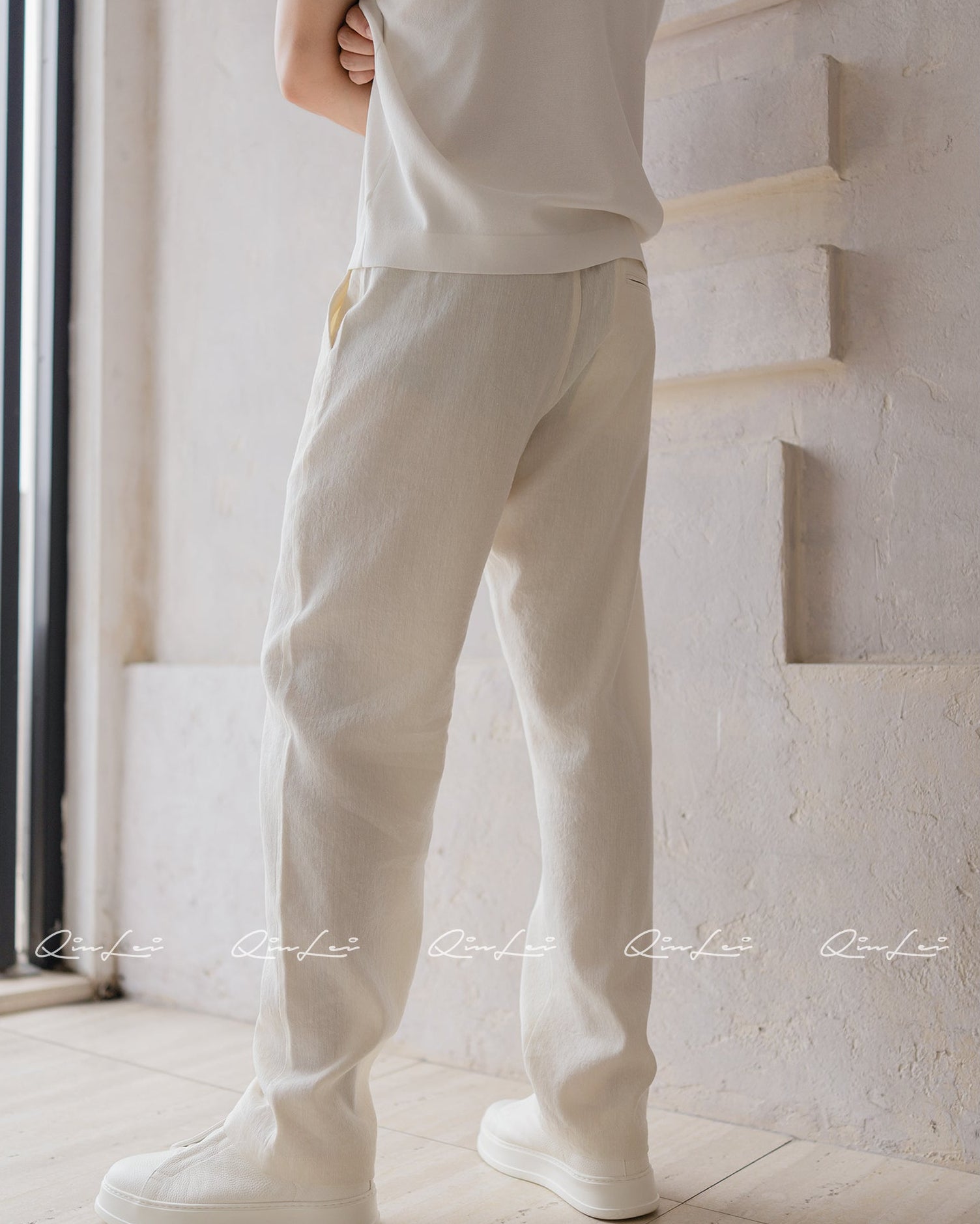 Drawstring Wool Linen Pants