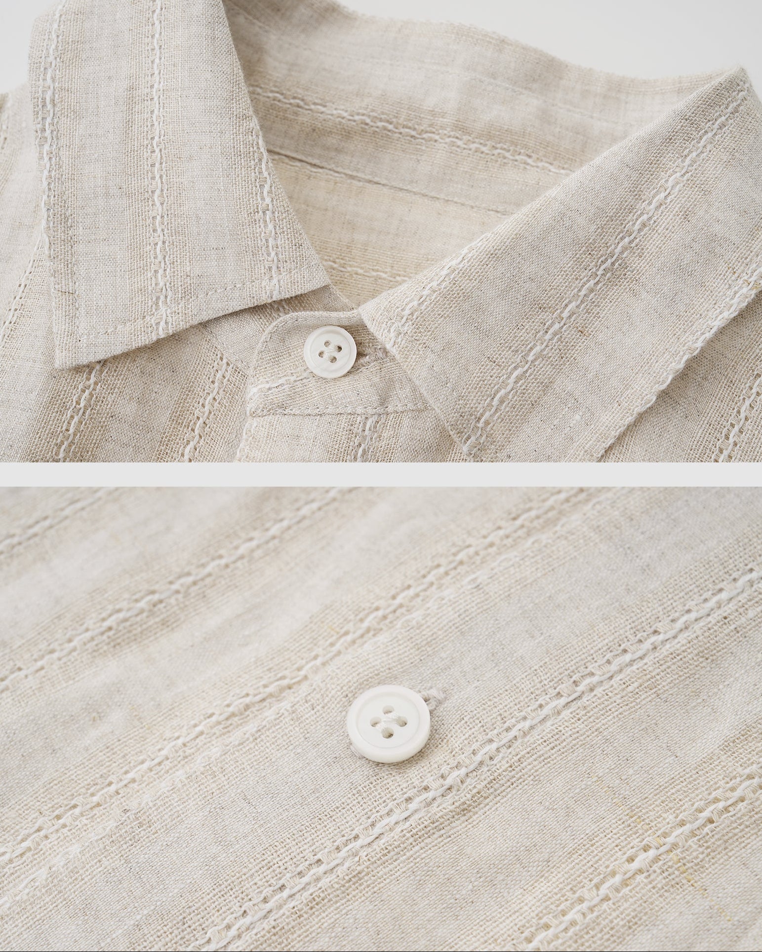 Openwork Striped Linen Shirt