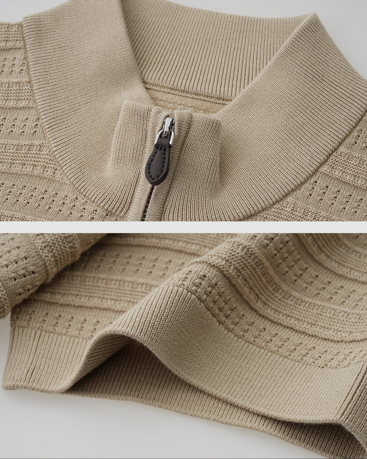 Half-Zip Cotton Knit T-Shirt
