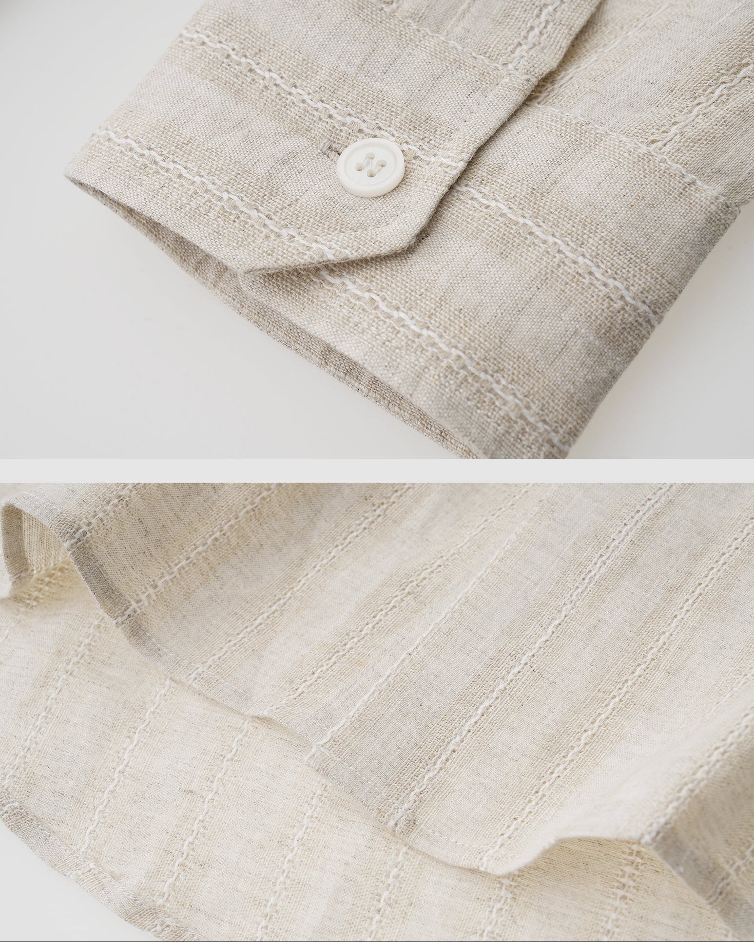Openwork Striped Linen Shirt
