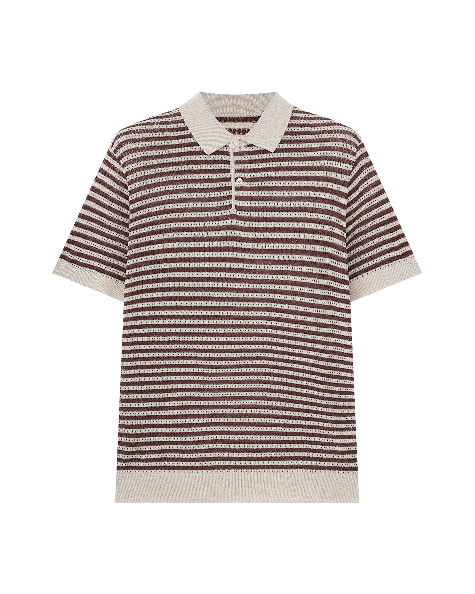 Contrast Open-Knit Linen Polo