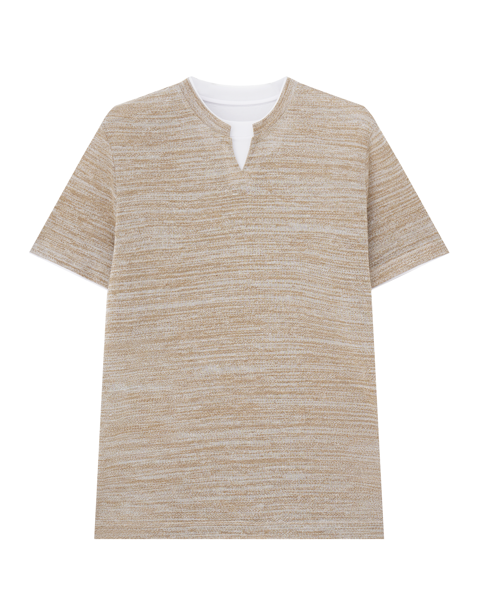 Contrast Layered Linen T-Shirt