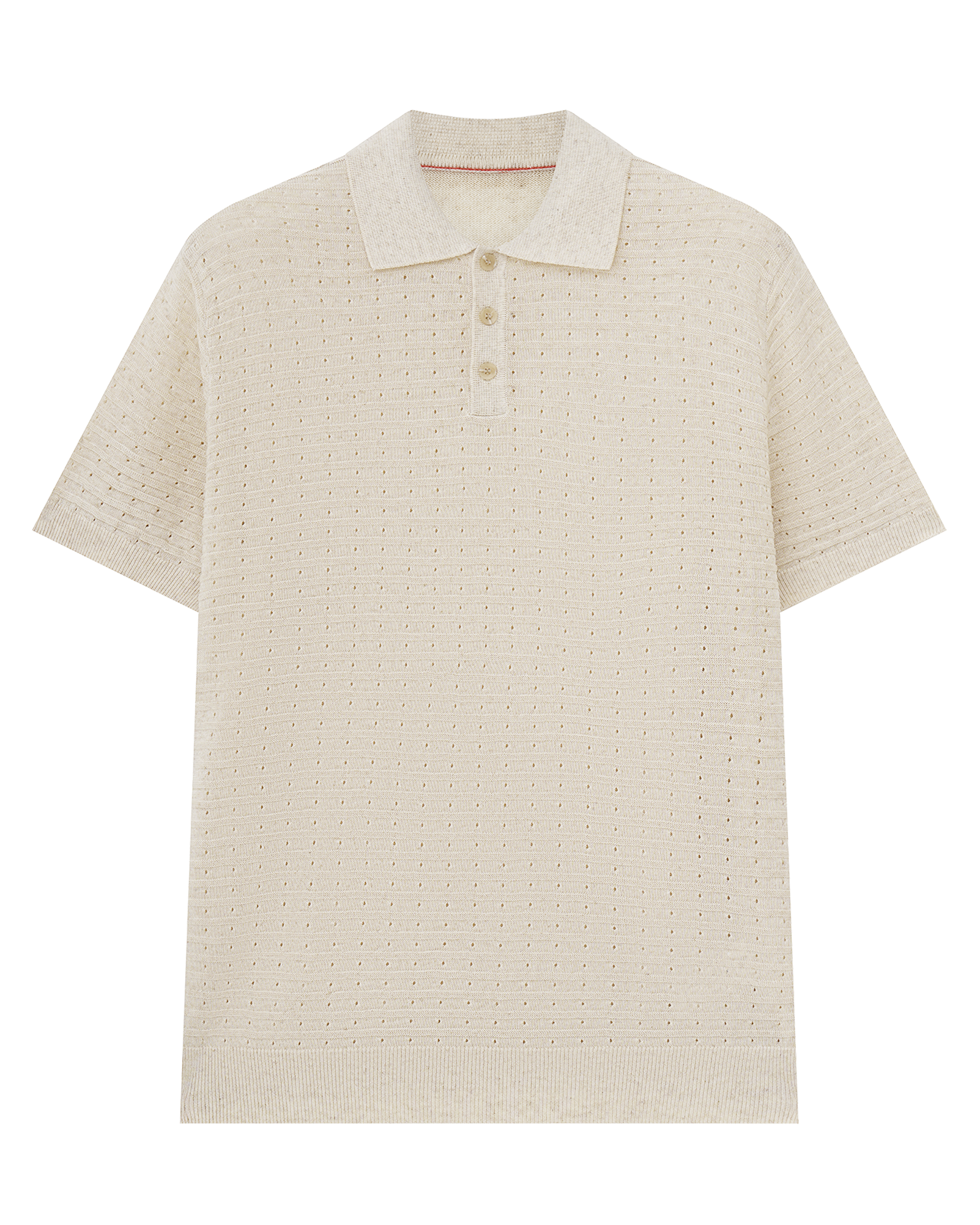 Open Knit Linen Polo T-Shirt