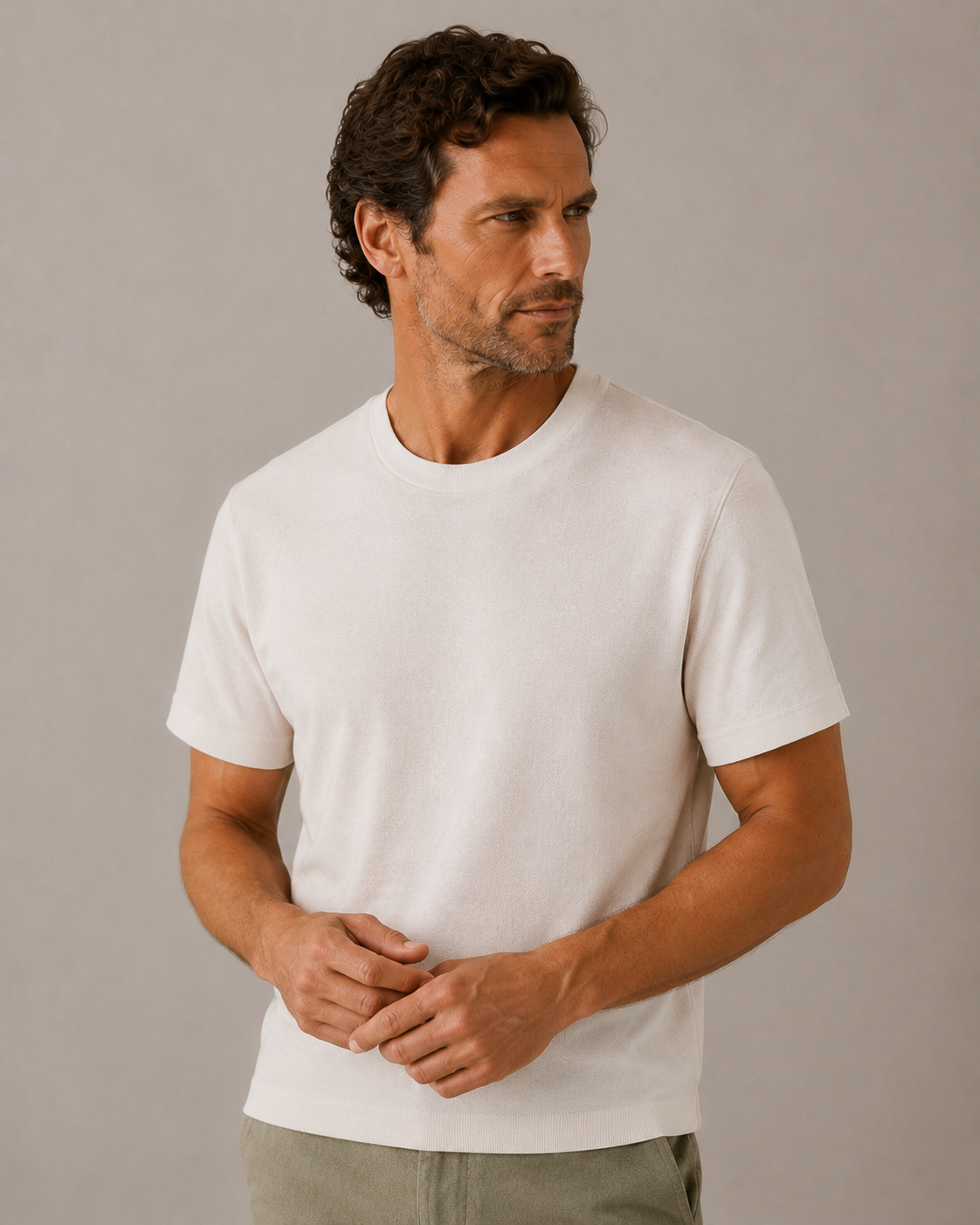 Pique Cotton Blend Knit T-Shirt