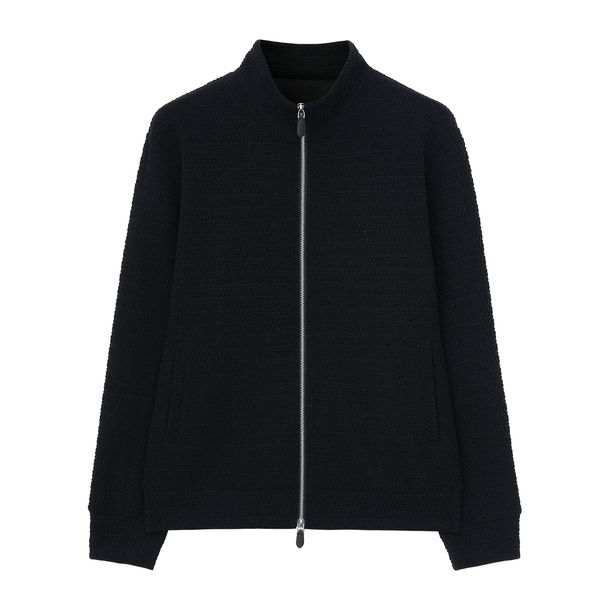 Fine-Texture Knit Jacket – Smooth, Refined Finish