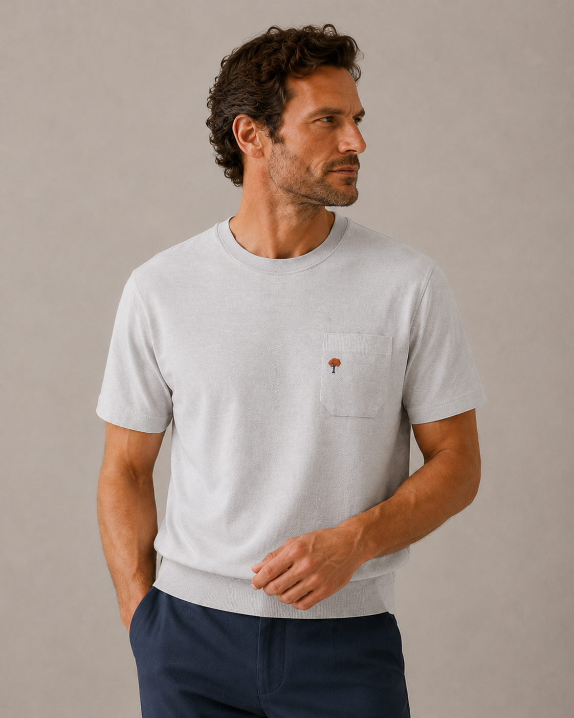 Embroidered Pique Cotton T-Shirt