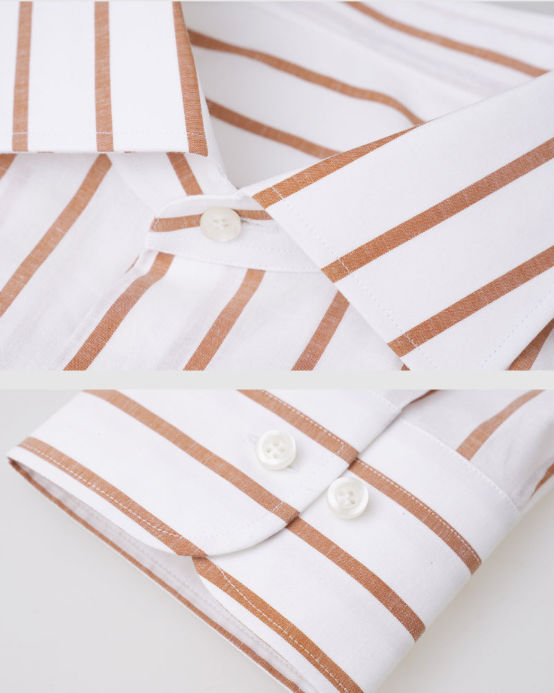 100% Cotton Vertical Stripe Contrast Relaxed Fit Shirt