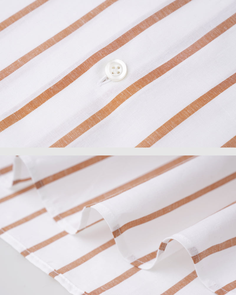 100% Cotton Vertical Stripe Contrast Relaxed Fit Shirt