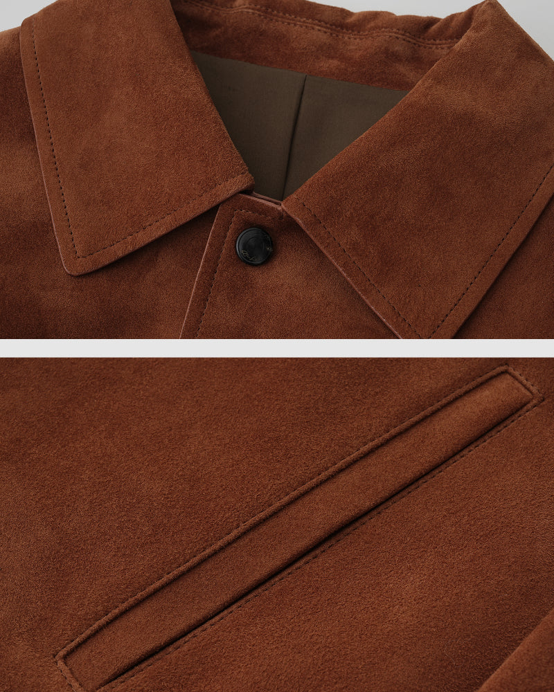 Retro Caramel 100% Sheepskin Turn-Down Collar Jacket
