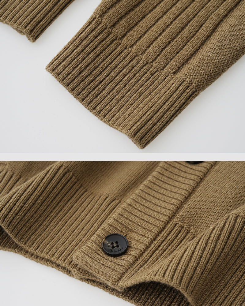 9-Gauge Textured Wool Knit Cardigan