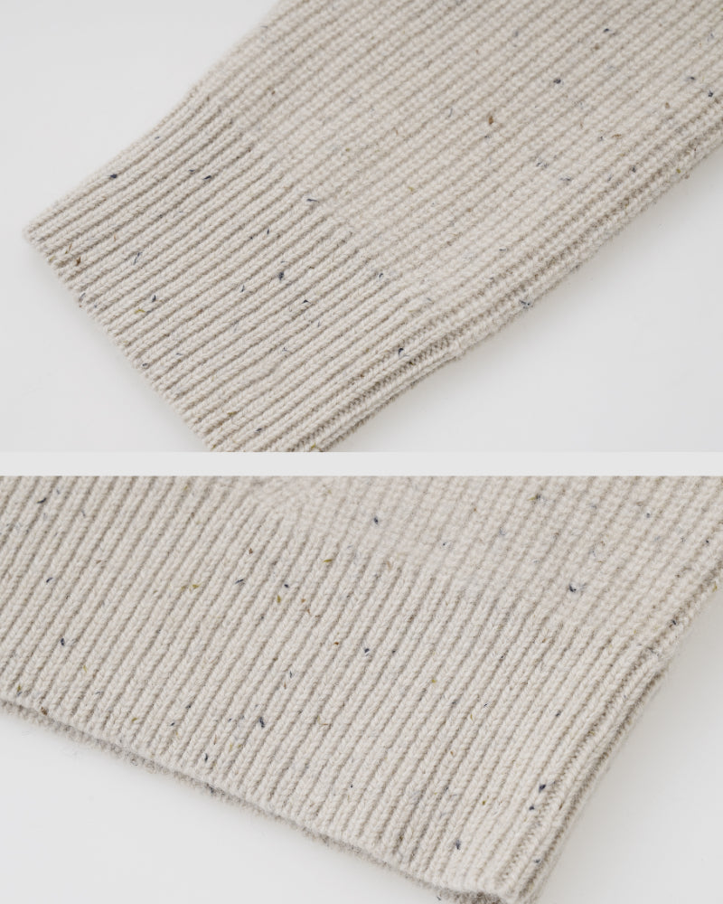 7-Gauge Pique Knit Sheep Wool V-Neck Cardigan