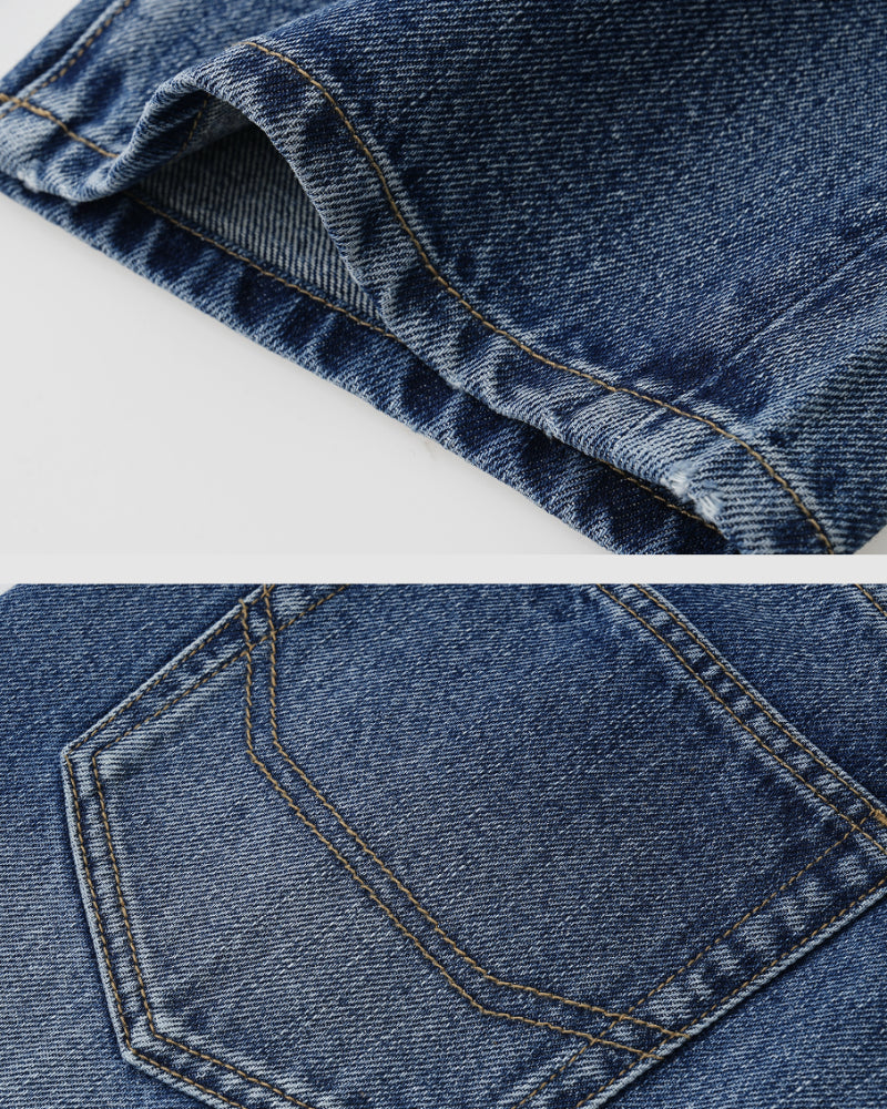Vintage-Washed Straight-Leg Cotton Jeans