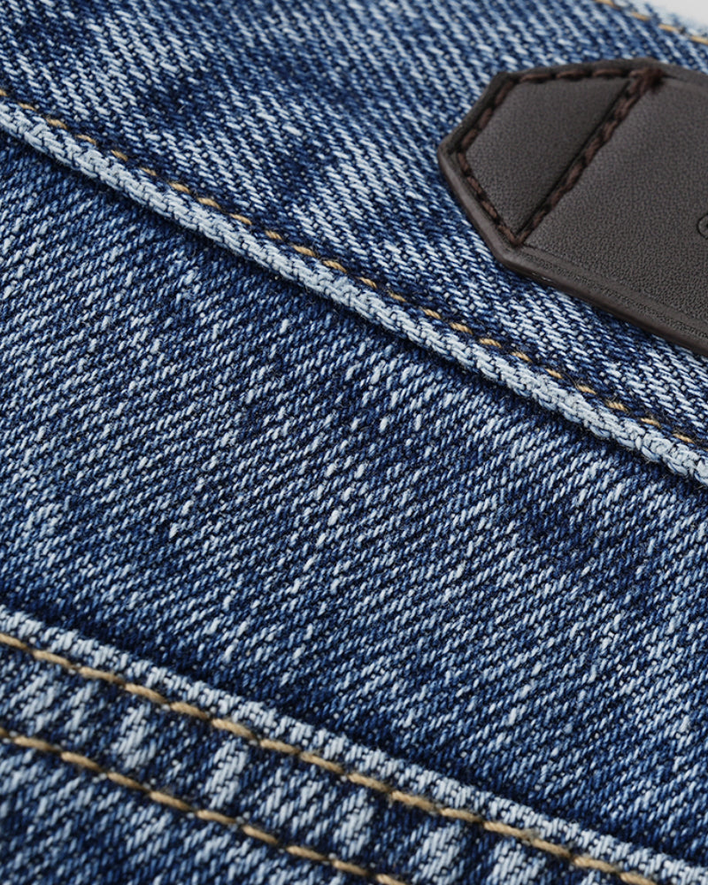 Vintage-Washed Straight-Leg Cotton Jeans