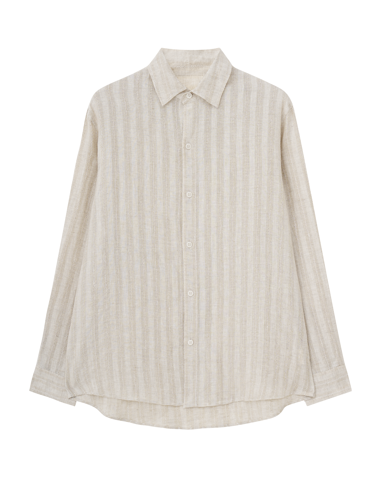 Openwork Striped Linen Shirt