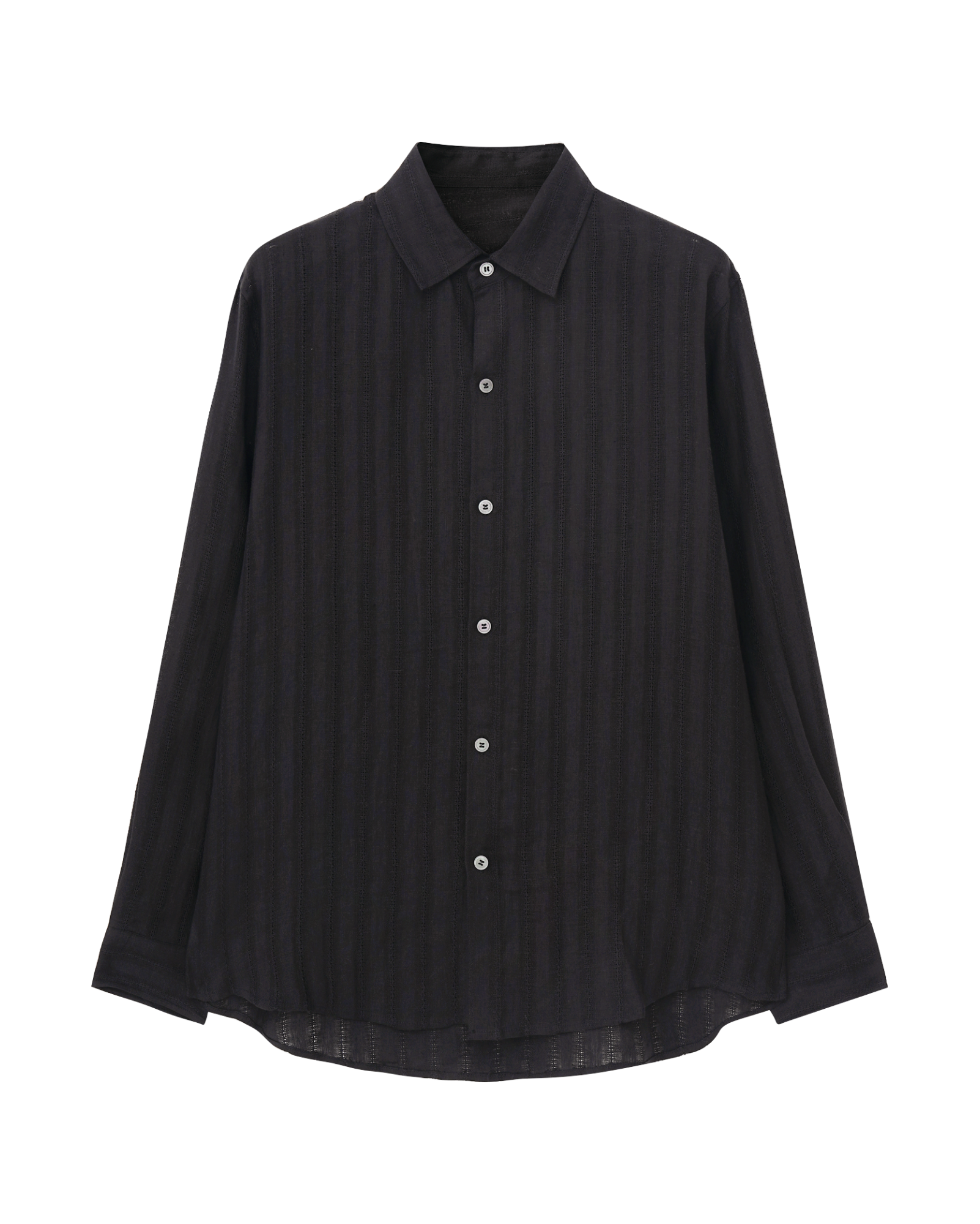 Openwork Striped Linen Shirt