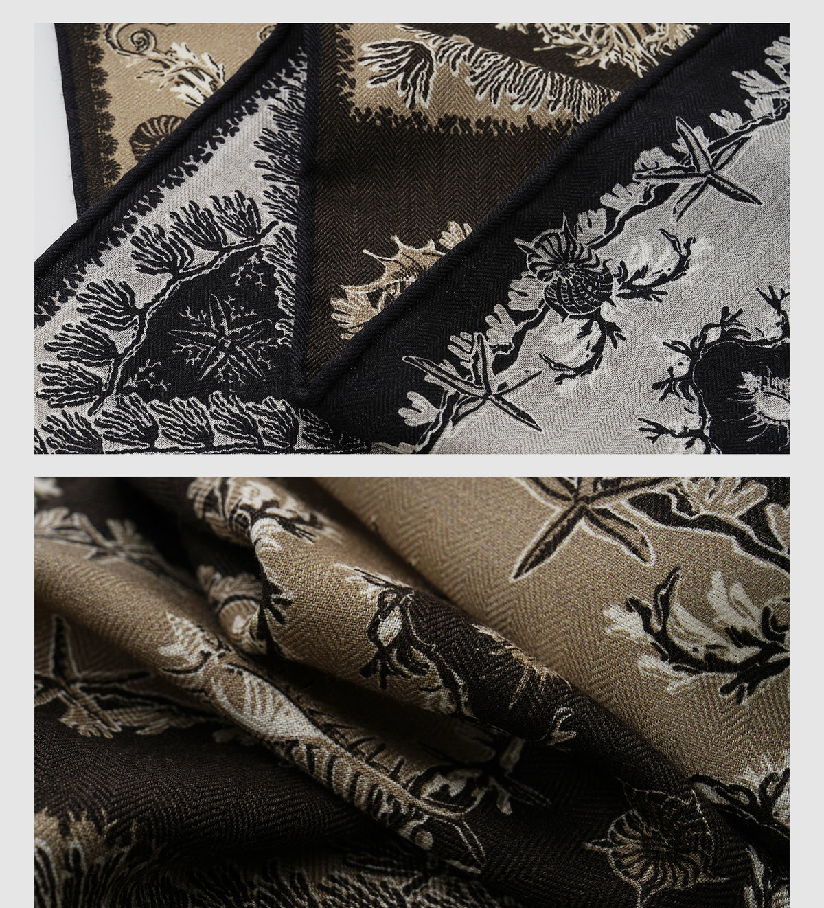 Custom-Woven Wool & Silk Asymmetrical Scarf