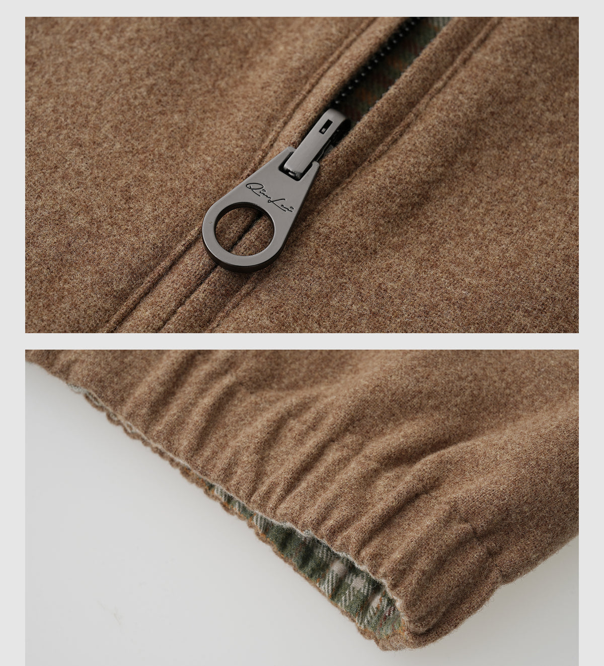Cashmere-Wool Textured Plaid Vest – Reversible Two-Way Design