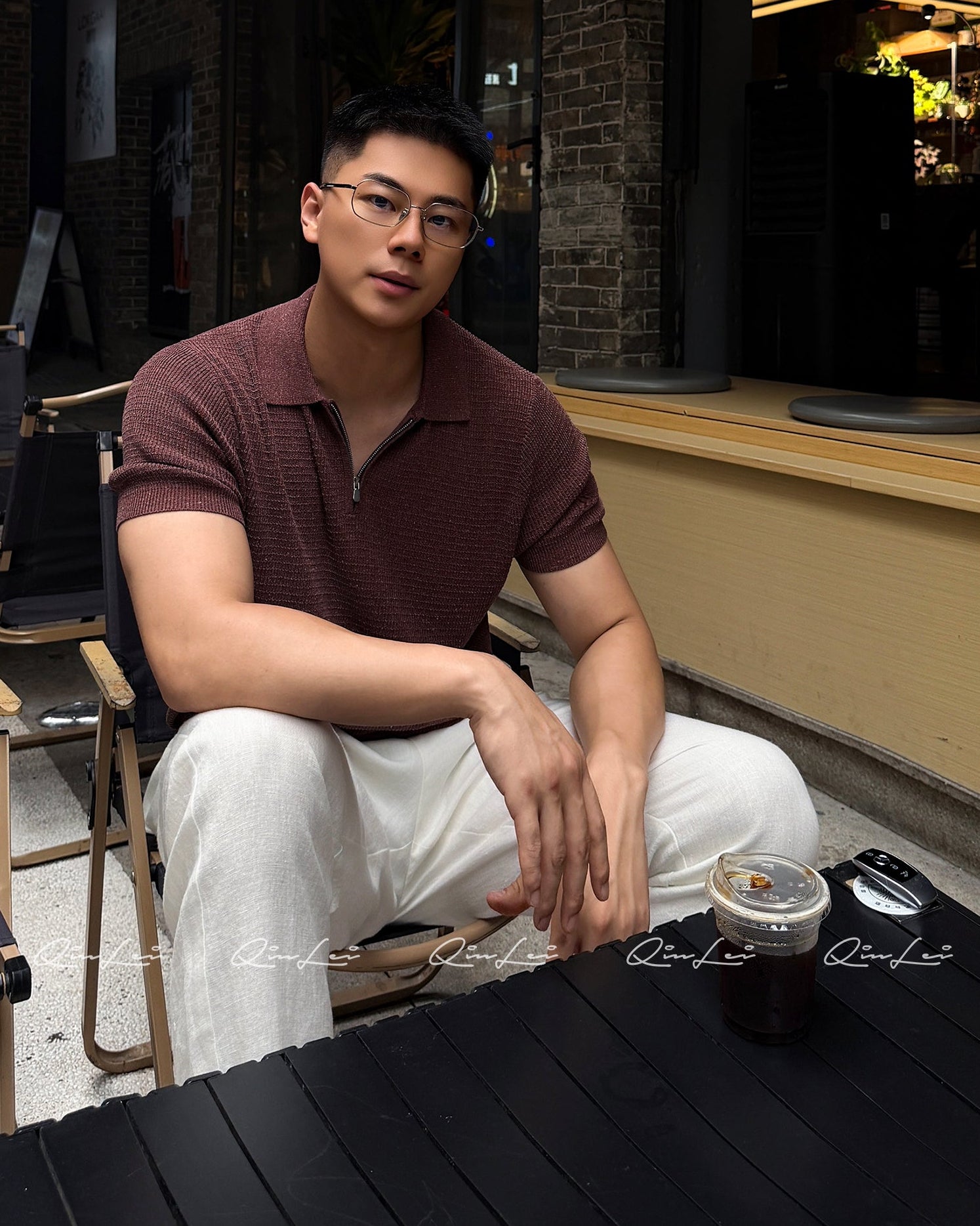 Half-Zip Linen Polo