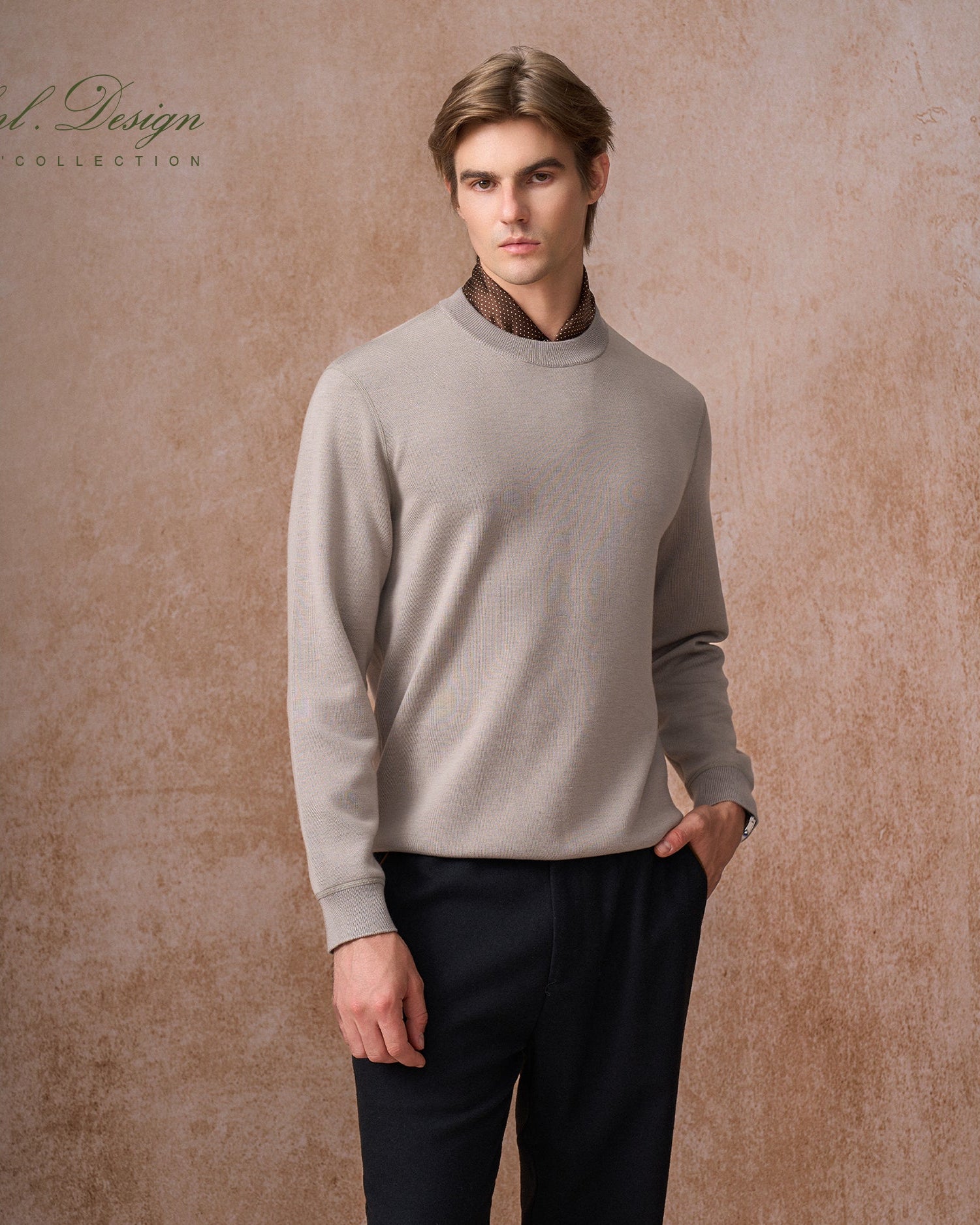 Wool Blend Plain Knit Sweater