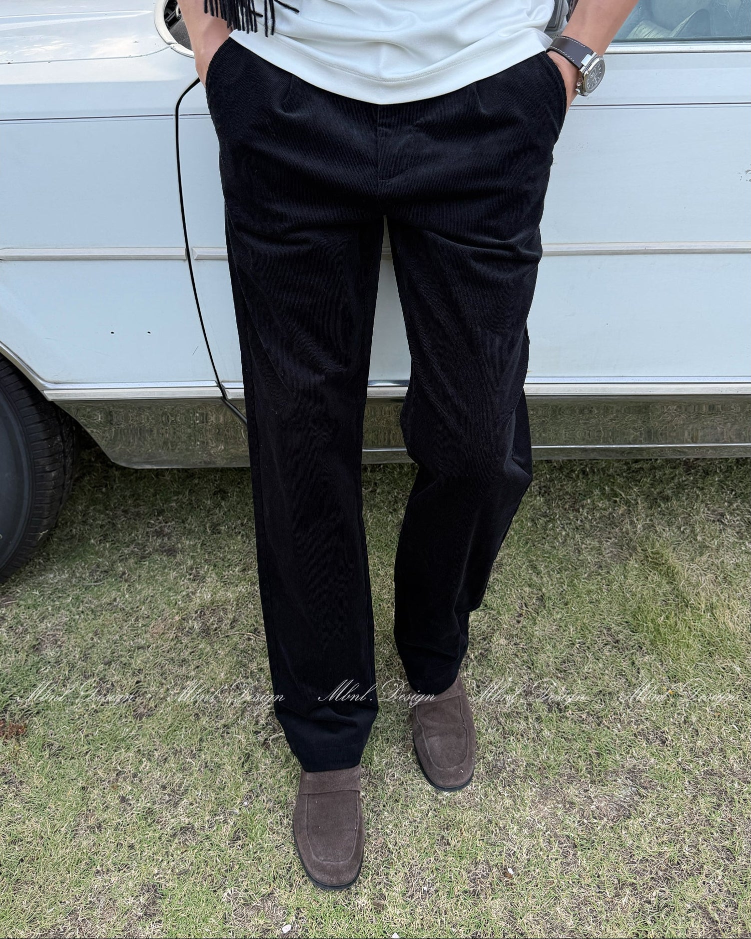 Ribbed Cotton Blend Pants