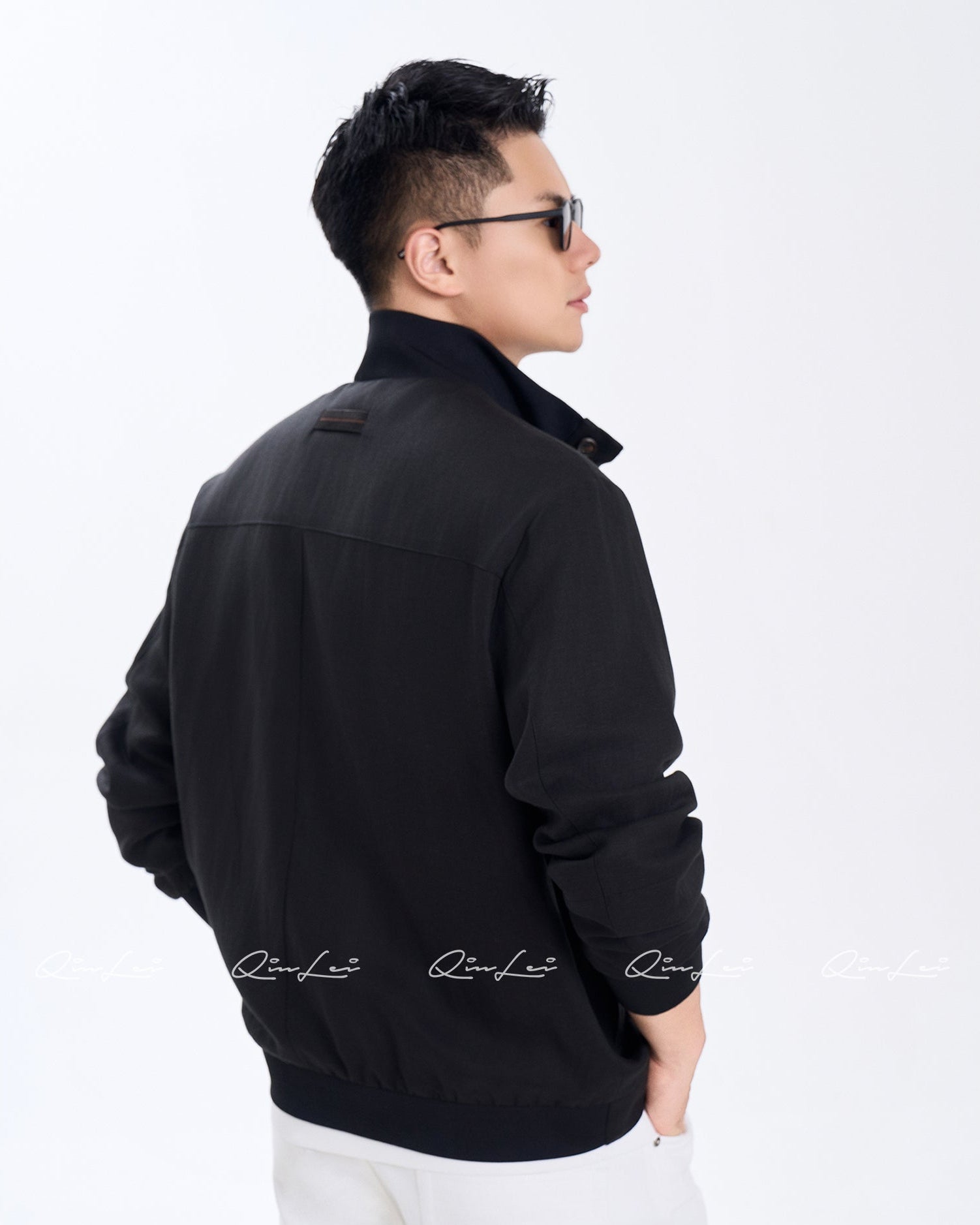 Stand Collar Linen Jacket