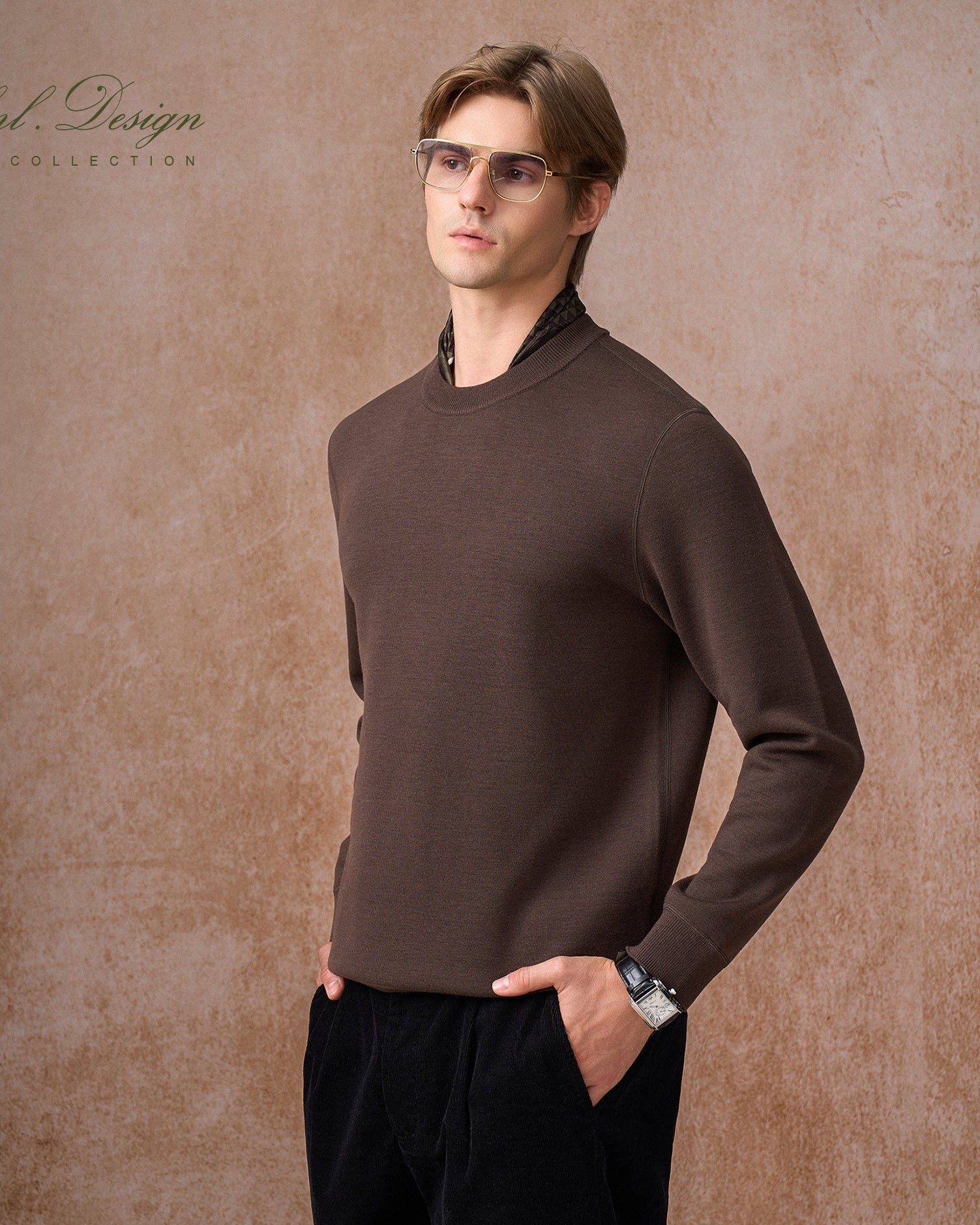 Wool Blend Plain Knit Sweater